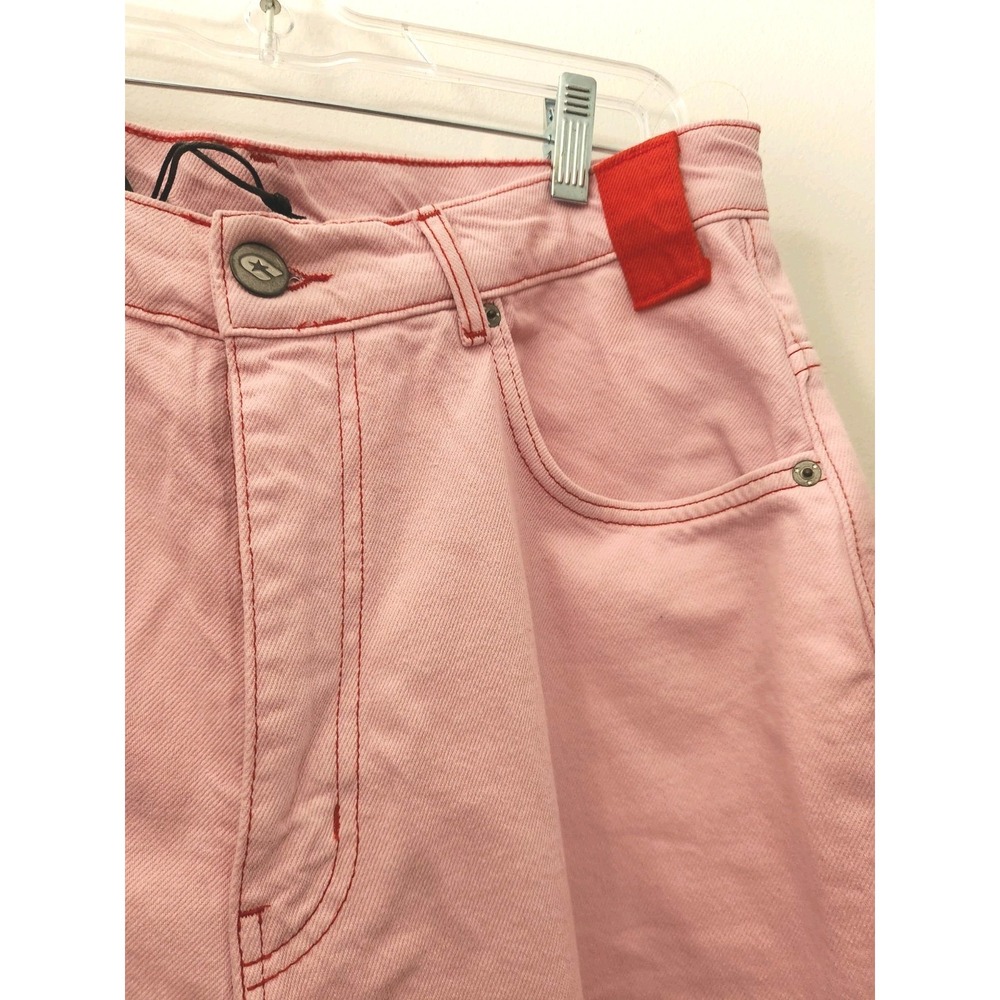 Cold Culture Stitching Jorts Sweet Lilac Pink Straight Loose Fit 100% Cotton Y2K - Picture 8 of 16